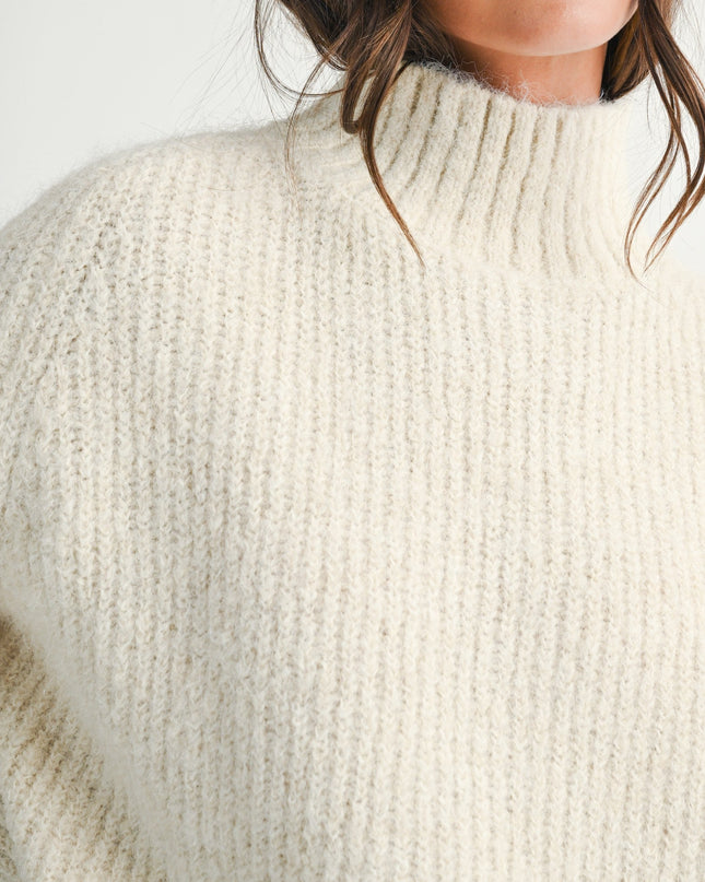 Almond Milk Soft Brushed Mock Neck Sweater