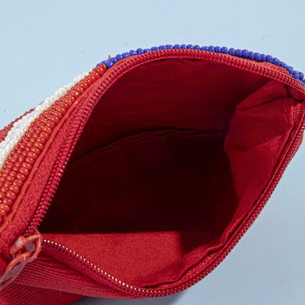 American Flag Beaded Coin Pouch