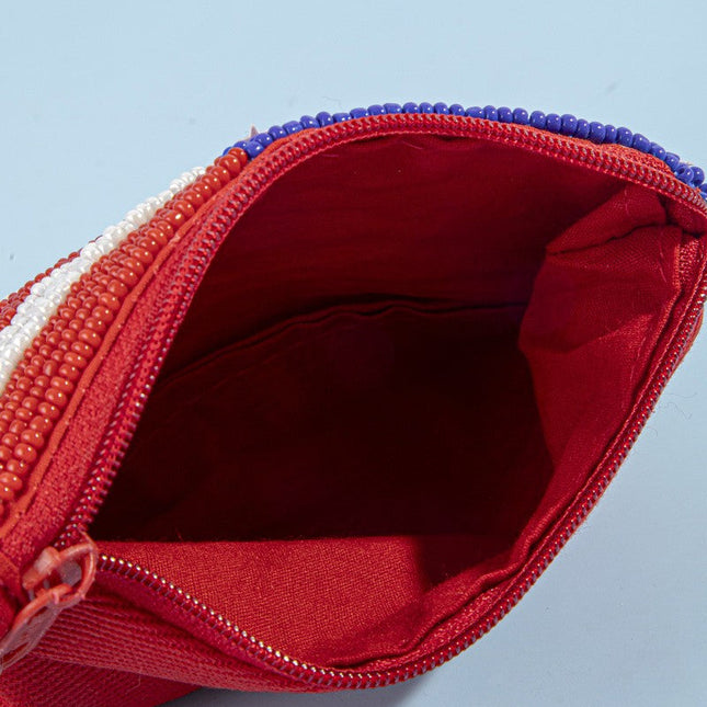 American Flag Beaded Coin Pouch