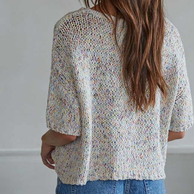 Oatmeal Multi Sweater Top - Shop Simply Apparel