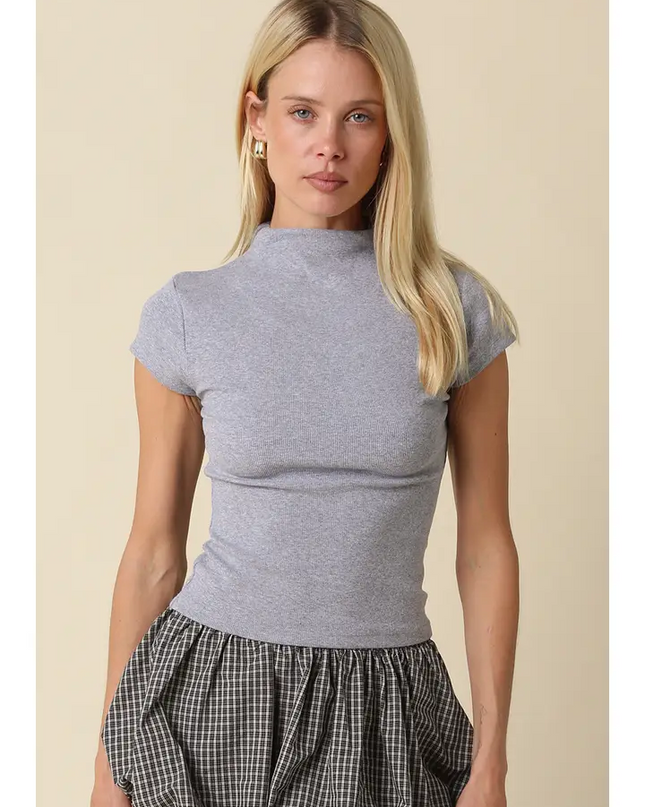 Heather Grey Anora Neck Knit Top
