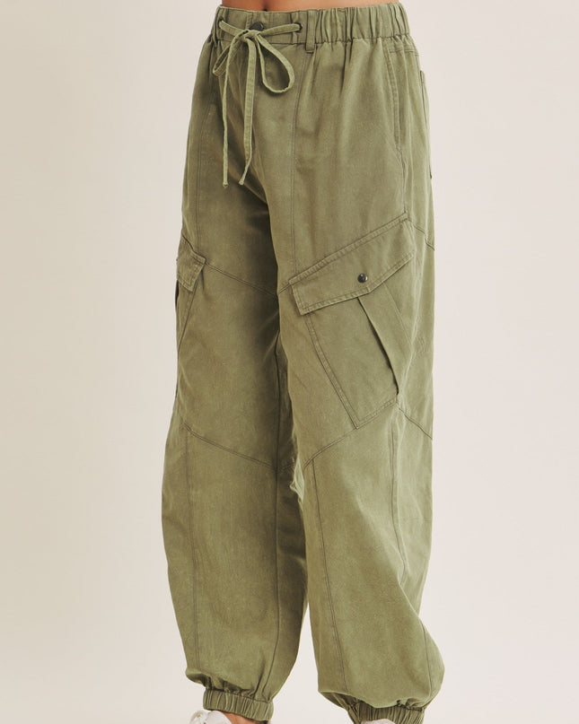 Ash Olive Relaxed Utility Cargo Joggers - Shop Simply Apparel