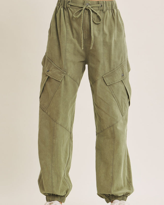 Ash Olive Relaxed Utility Cargo Joggers - Shop Simply Apparel