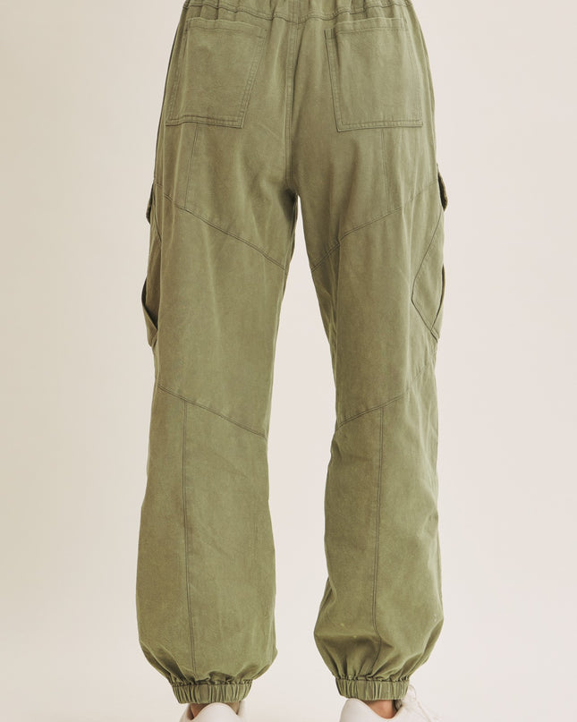 Ash Olive Relaxed Utility Cargo Joggers - Shop Simply Apparel