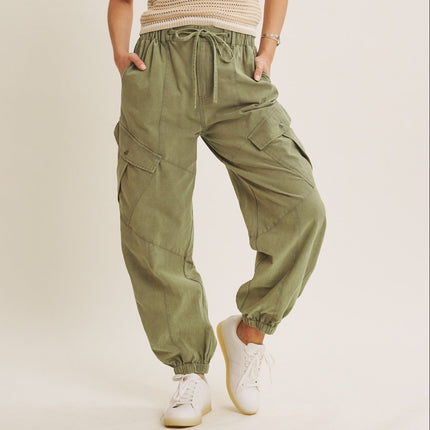 Olive green cargo joggers