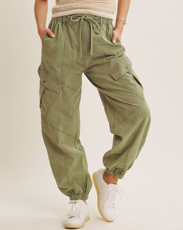 Olive green cargo joggers