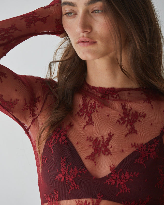 Wine Lace Top