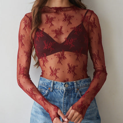 Wine Lace Top