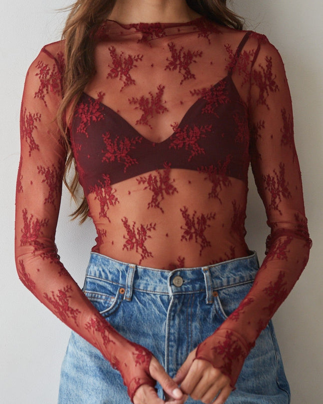 Wine Lace Top
