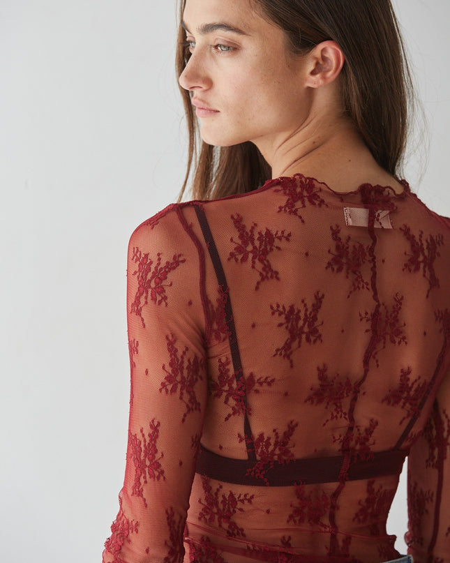 Wine Lace Top