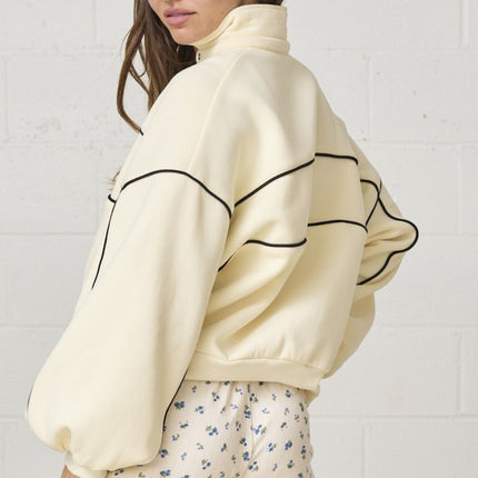 Cream Ayla Contrast Piping Pullover - Shop Simply Apparel