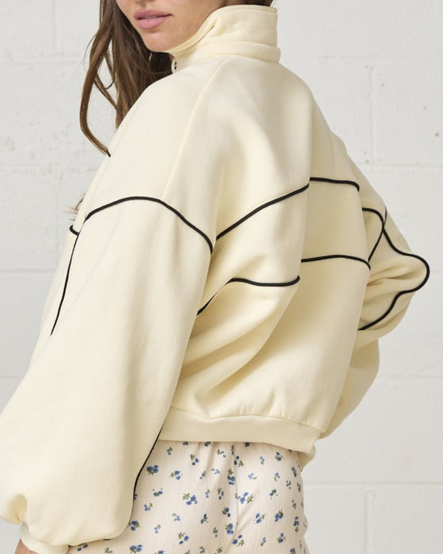 Cream Ayla Contrast Piping Pullover - Shop Simply Apparel