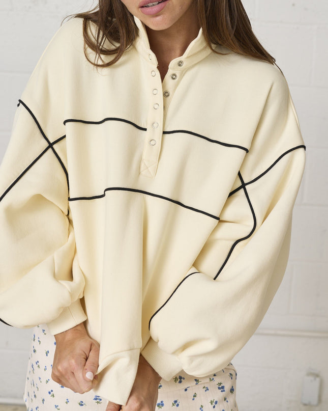 Cream Ayla Contrast Piping Pullover - Shop Simply Apparel