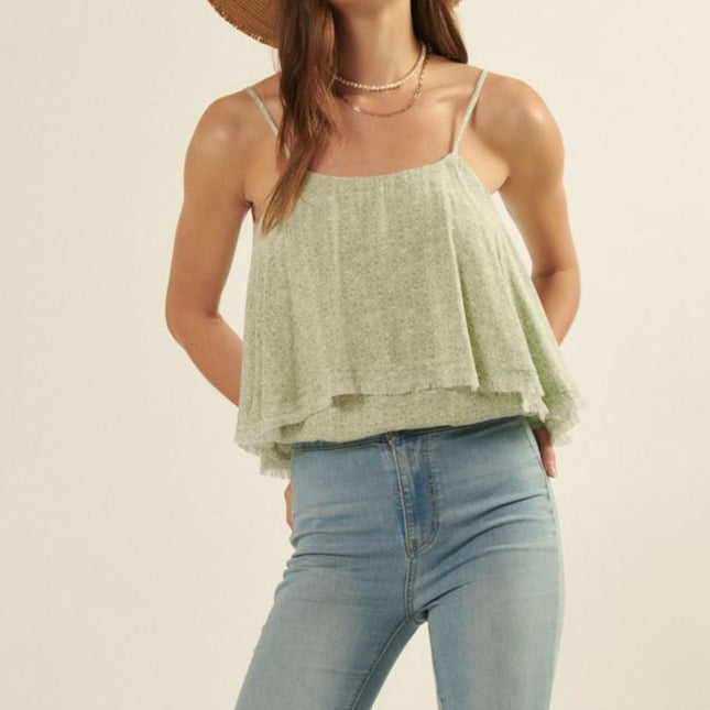 Sea Grass Printed Camisole Bodysuit - Shop Simply Apparel