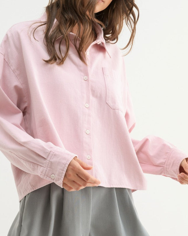 Ballet Pink Button Down Shirt Top