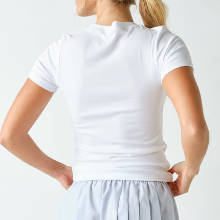 Basic White Micro-Ribbed Athleisure Top