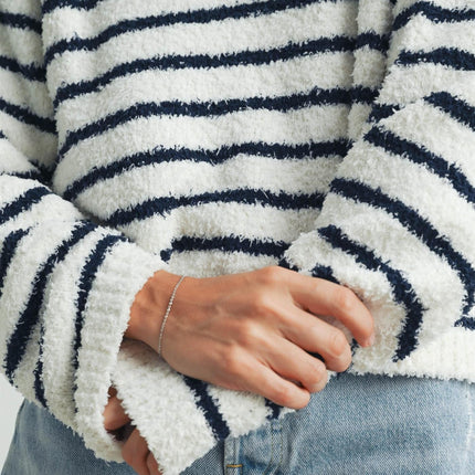 Ivory/Navy Striped Soft Knit Sweater