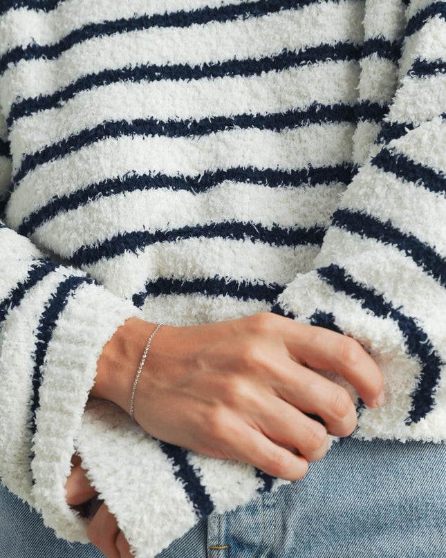 Ivory/Navy Striped Soft Knit Sweater