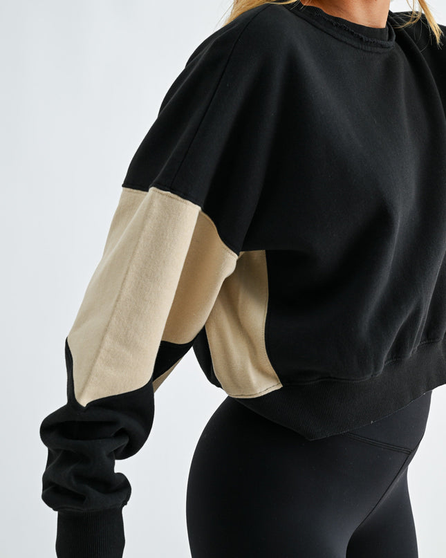 Black Bone Color Block Sweatshirt