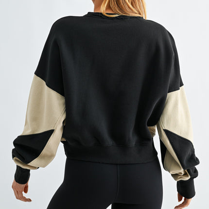 Black Bone Color Block Sweatshirt