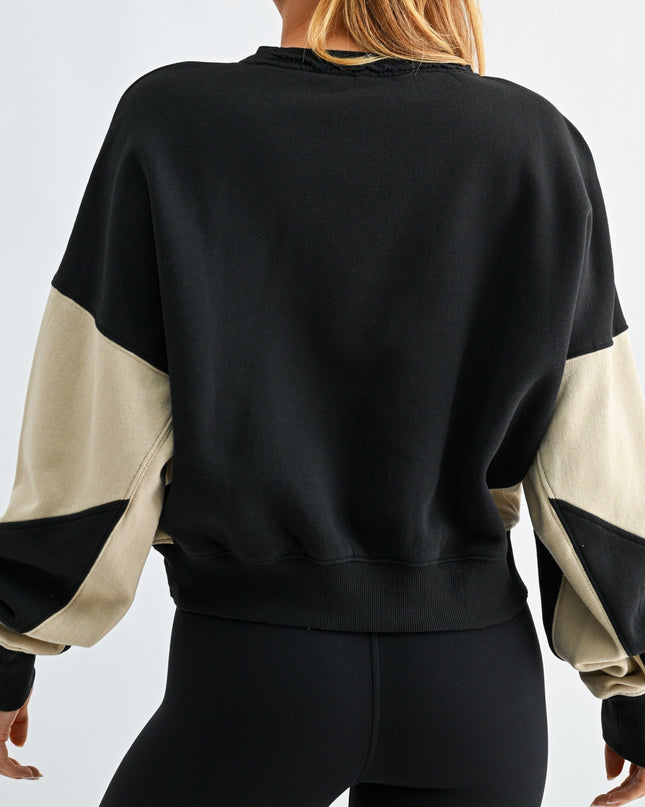 Black Bone Color Block Sweatshirt