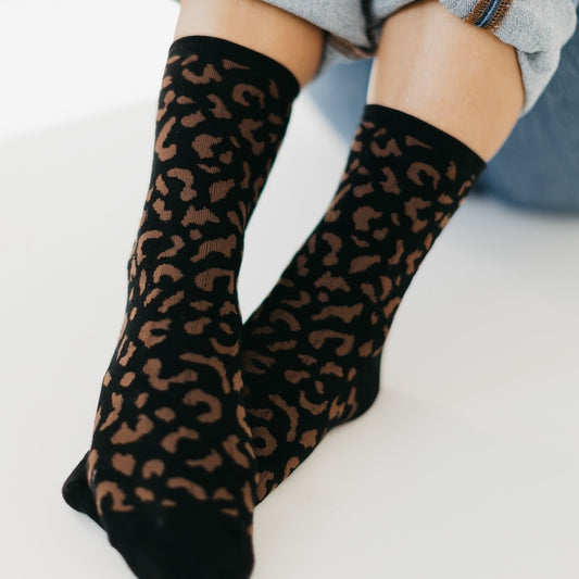 Black Cheetah Minimalist Socks