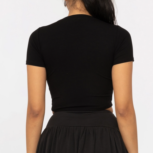 Black Essential Micro-Ribbed Athleisure Baby Tee - Shop Simply Apparel
