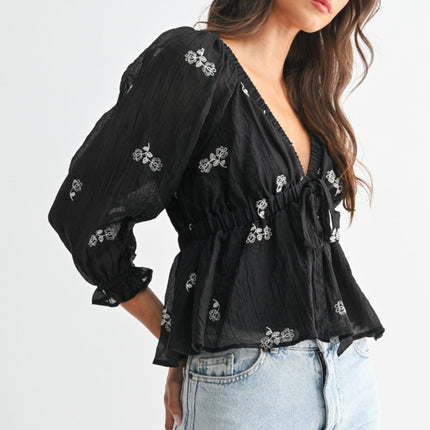 Black Floral Top