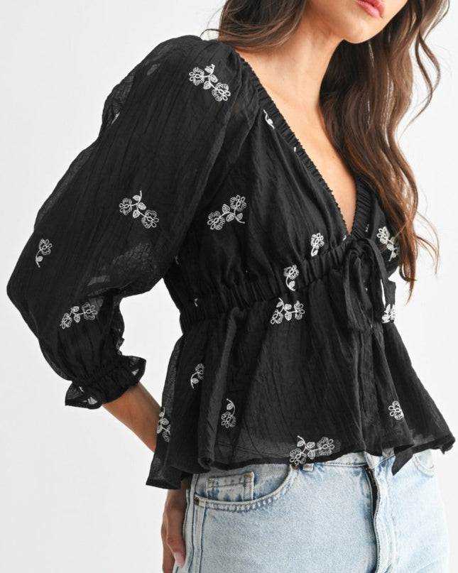 Black Floral Top