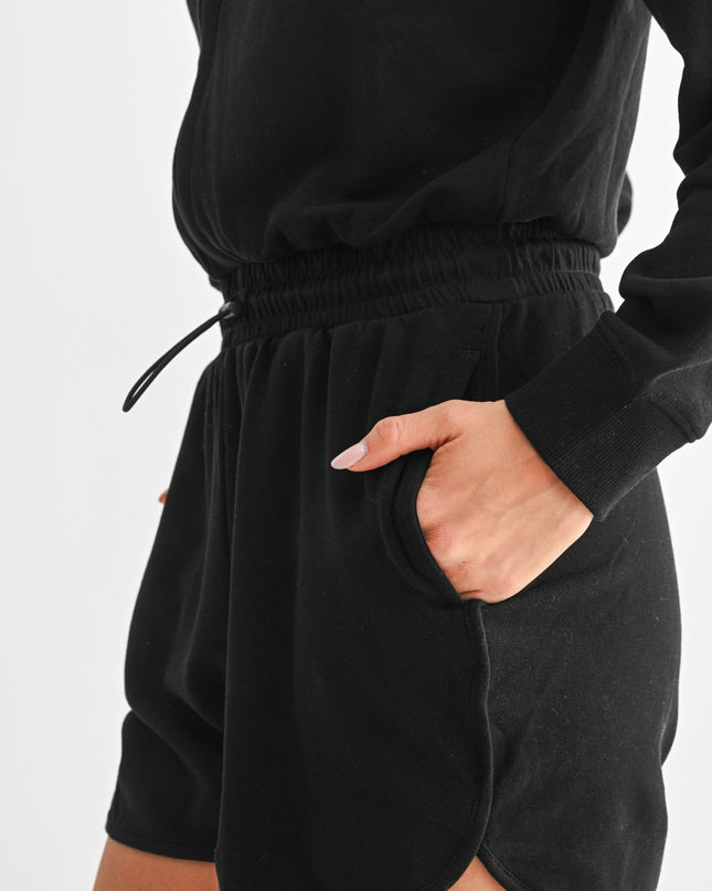 Black Long Sleeve Mock Neck Romper - Shop Simply Apparel