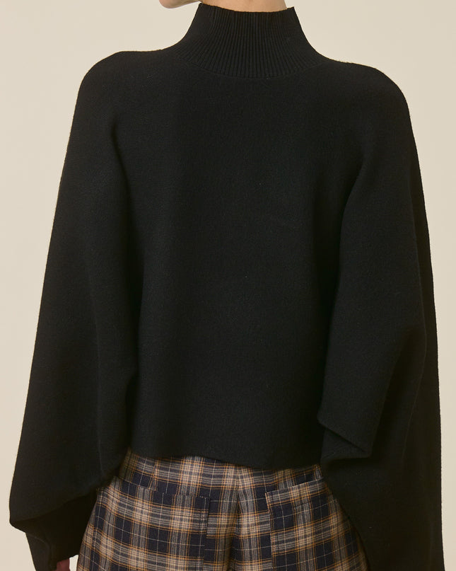 Black Mock Neck Dolman Sleeve Sweater