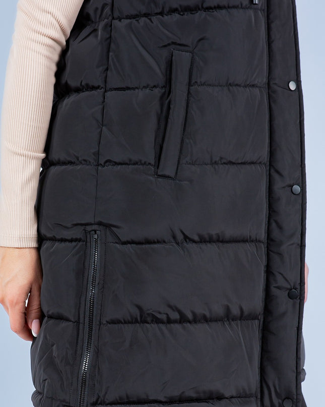 Black Puffer Long Vest - Shop Simply Apparel