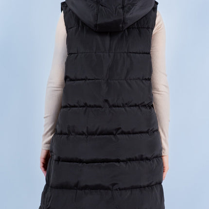 Black Puffer Long Vest - Shop Simply Apparel