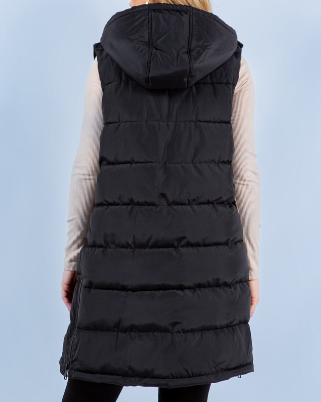 Black Puffer Long Vest - Shop Simply Apparel