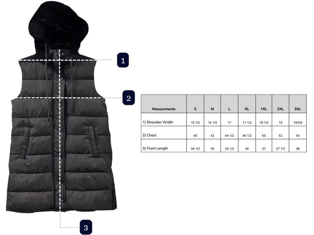 Black Puffer Long Vest - Shop Simply Apparel