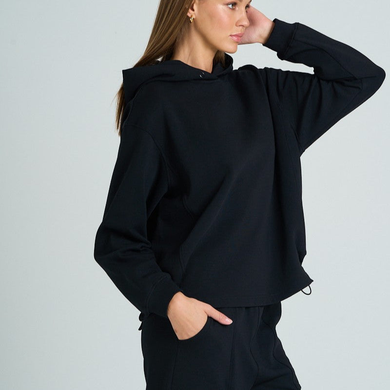 Black Side Drawstring Hoodie