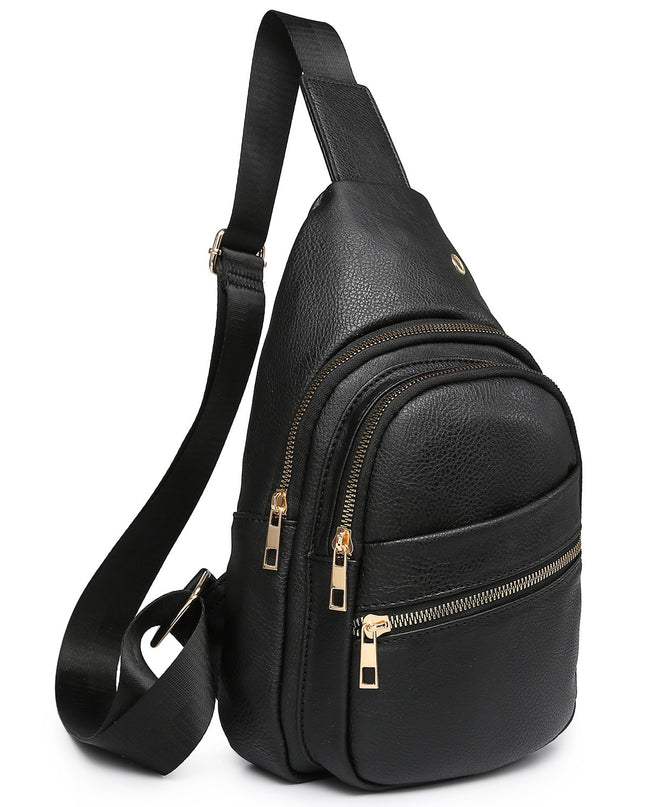 Black Faux Leather Sling Bag - Shop Simply Apparel