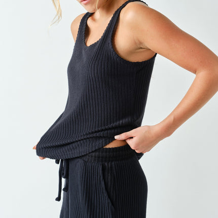 Black Softcore Ribbed Lounge Tank Top - Shop Simply Apparel
