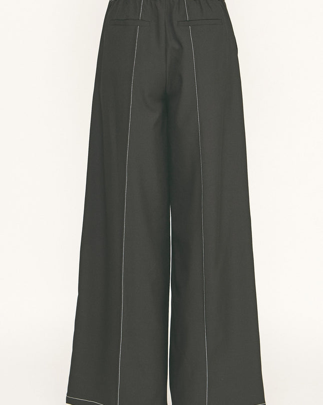 Black Top Stitch Detail Wide Leg Trousers - Shop Simply Apparel