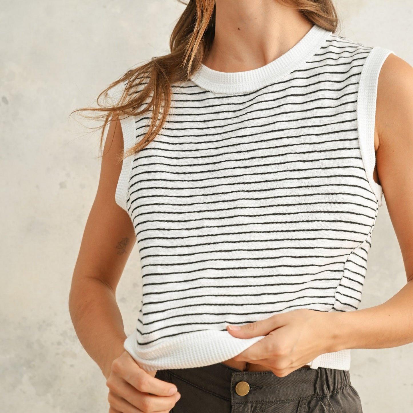 Black and White Stripe Knit Top