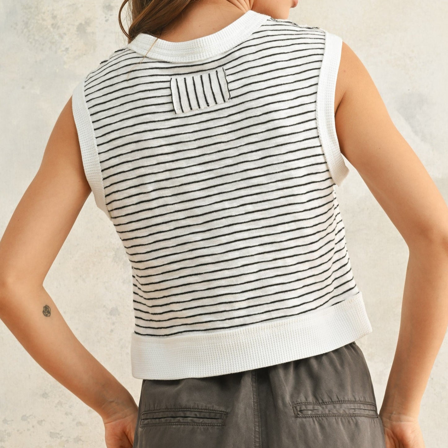 Black and White Stripe Knit Top