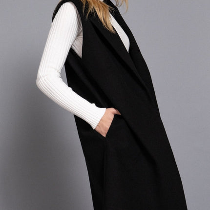 Black Sleeveless Soft Open Vest