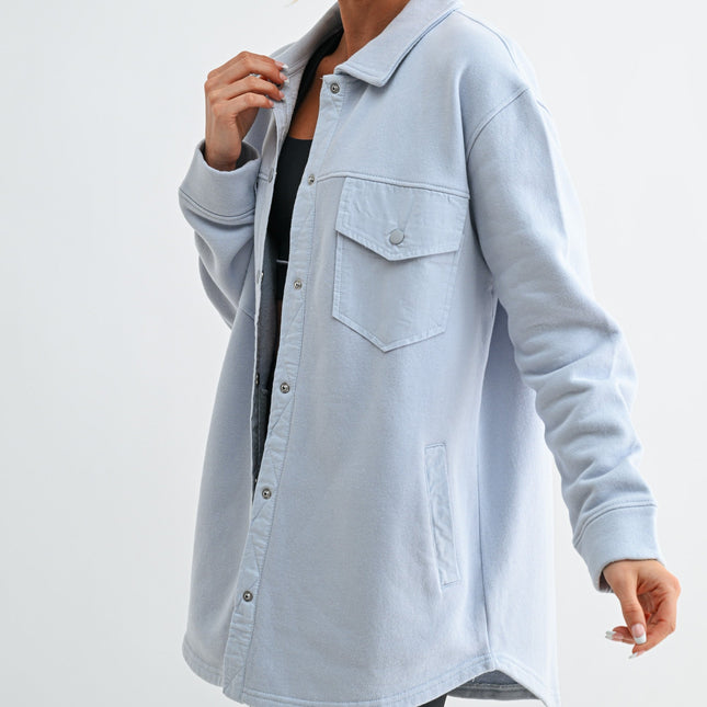 Light Blue Fleece Shacket