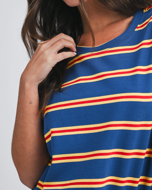 Blue Striped Boxy Short Sleeve Tee - Shop Simply Apparel