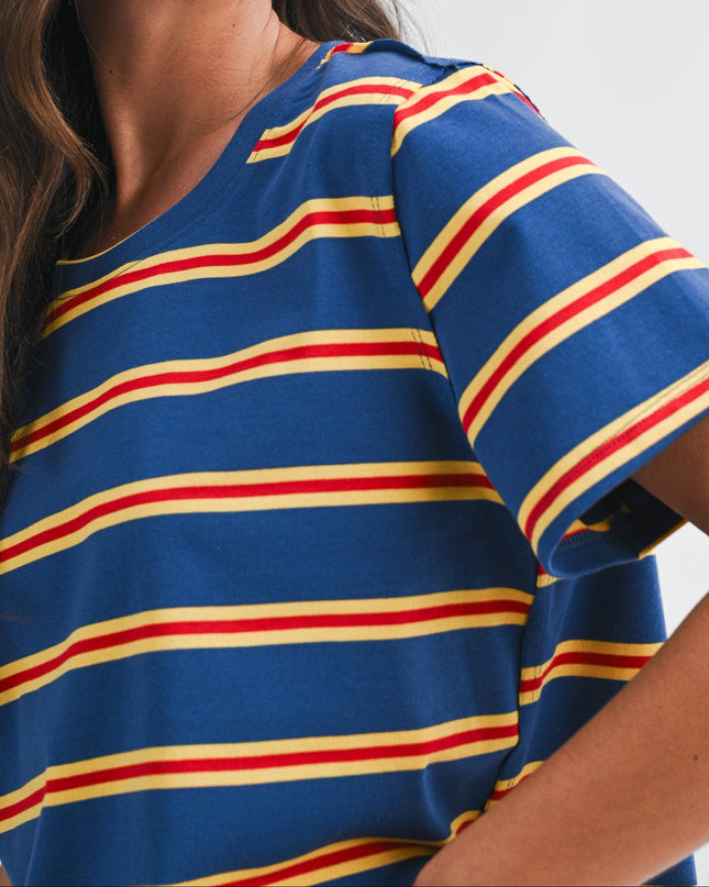 Blue Striped Boxy Short Sleeve Tee - Shop Simply Apparel