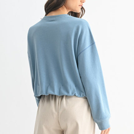 Sky Blue Bubble Hem Sweatshirt Top - Shop Simply Apparel
