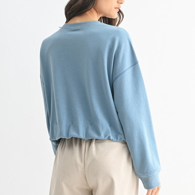 Sky Blue Bubble Hem Sweatshirt Top - Shop Simply Apparel