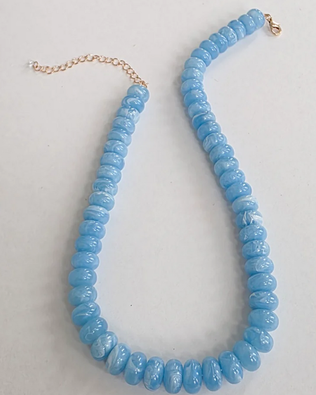Blue Dana Donut Bead Necklace