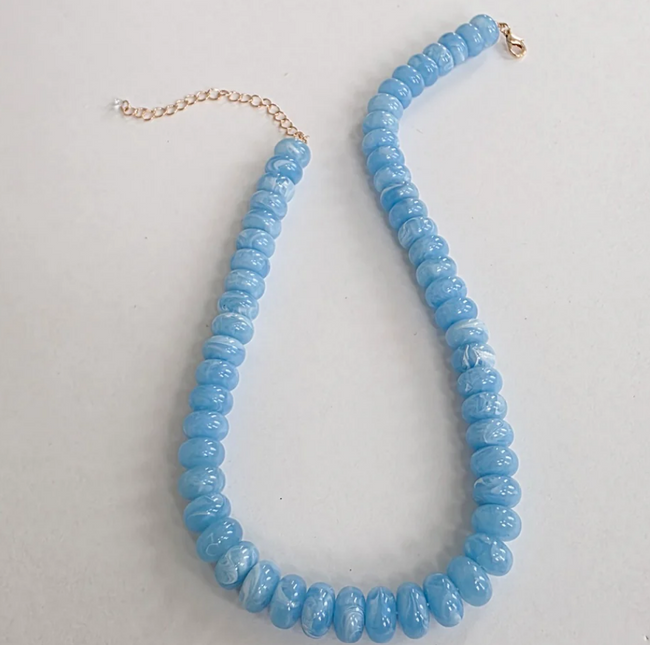 Blue Dana Donut Bead Necklace