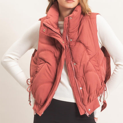 Brick Quilted Funnel Neck Puffer Vest